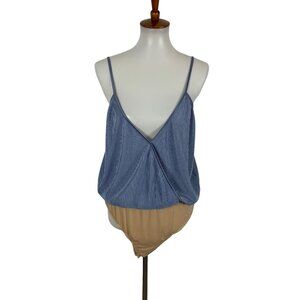 Wayf Womens Bodysuit XL Blue Sleeveless Sexy Clubwear Going Out Y2K